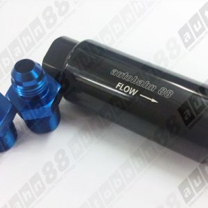 Autobahn88 Black Billet Fuel Filter 3/8 NPT Port 100 Micron with AN -6/-8 Fitting - Autobahn88 - (FT152-N38 // FT034-A06N38)